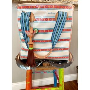 Consuela Gray Classic Tote Striped Multicolor Handbag CLST2167CSBGOS Beach